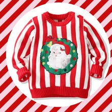 Load image into Gallery viewer, Candy Stripe Santa Sweater - Red