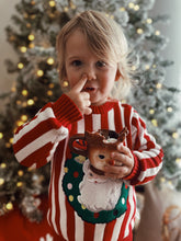 Load image into Gallery viewer, Candy Stripe Santa Sweater - Red
