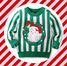 Load image into Gallery viewer, Candy Stripe Santa Sweater - Green