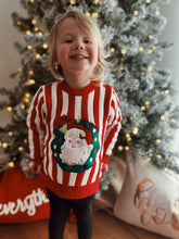 Load image into Gallery viewer, Candy Stripe Santa Sweater - Red