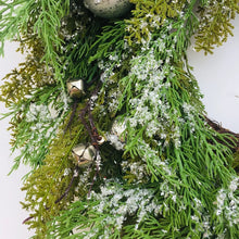 Load image into Gallery viewer, Green Wreath with Silver bells and balls
