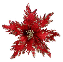 Load image into Gallery viewer, Red with Gold Sparkles Poinsettia
