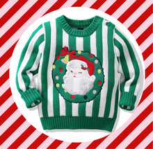 Load image into Gallery viewer, Candy Stripe Santa Sweater - Green
